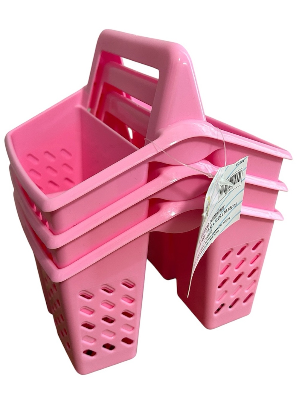 3 Pack Pink Plastic Storage Tote Caddy Organizer with Handle-4 Section Container